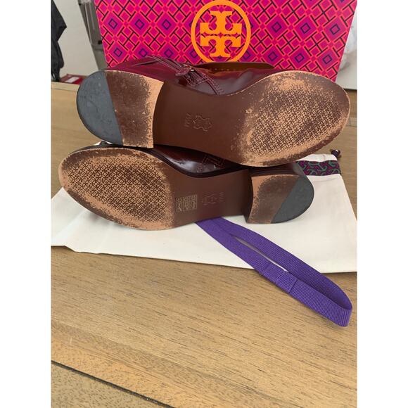 Tory Burch Hyde 40mm Glossy Calf Leather Ankle Booties Size 7.5 W/ Dust Bag IOB - Picture 11 of 12